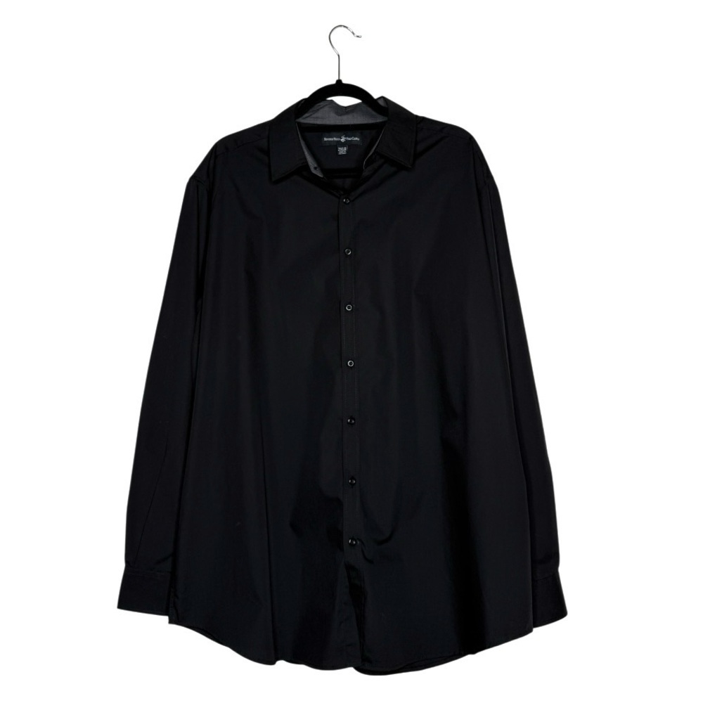 Beverly Hills Polo Club Black Dress Shirt Mens 2XLB Big Tall‎ Cotton Blend